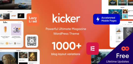 Kicker WordPress Theme with Pre-Made Pages